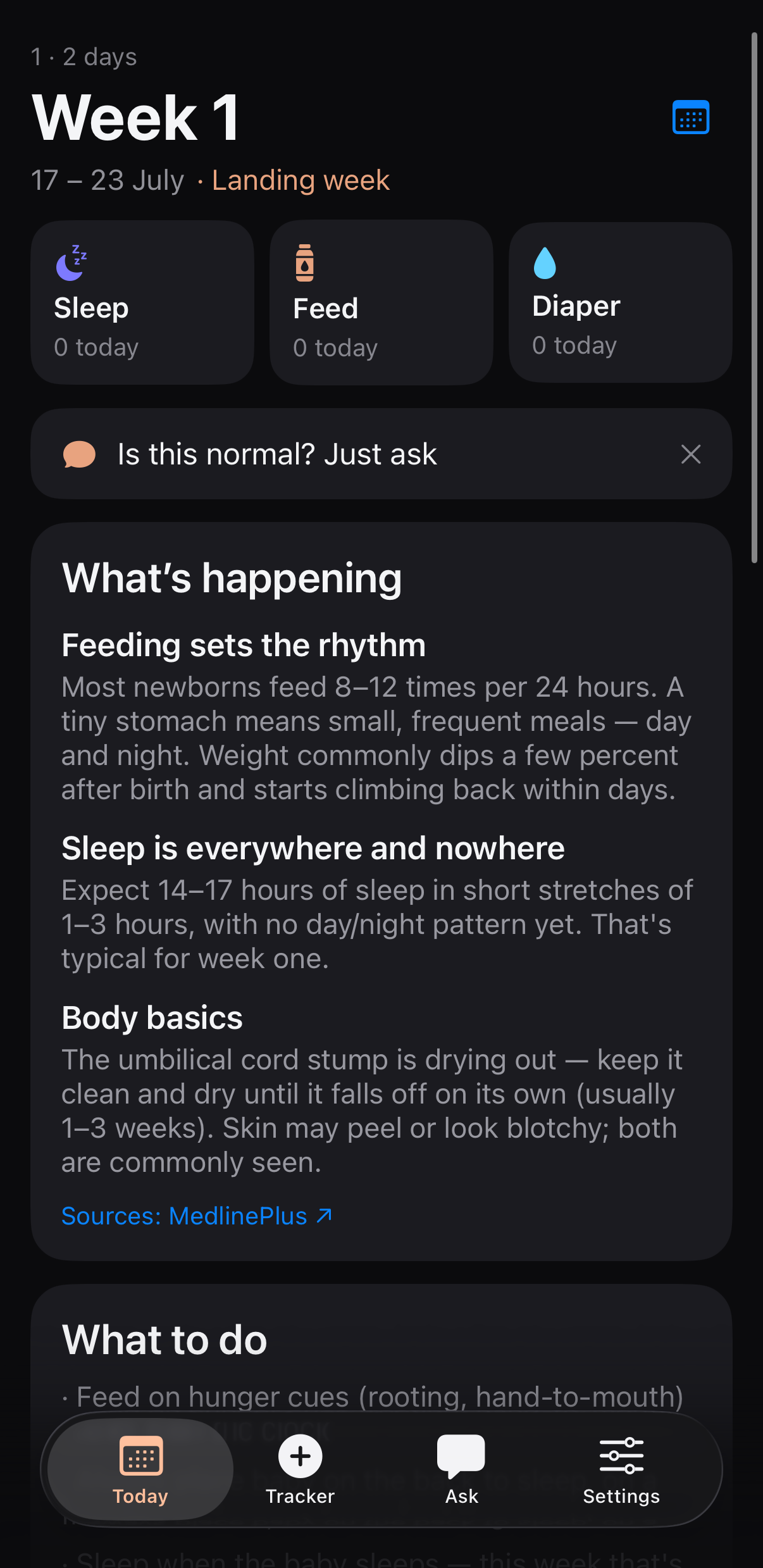 FirstWeeks app